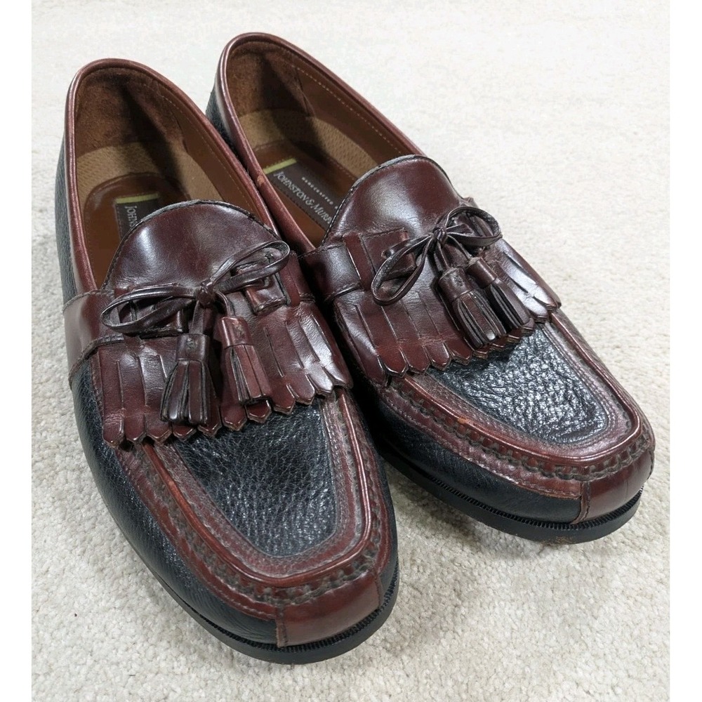 Johnston & Murphy Mens Aragon II Two Tone Tassel Slip On Loafers Black Brown 11M